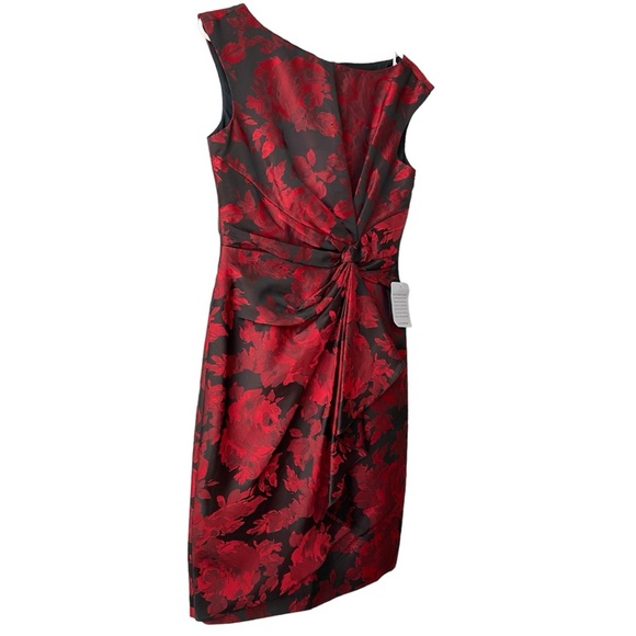 Maggy London Side Drape Sheath Dress Twist Front Boat Neck Cocktail size 6 NWT - Picture 3 of 16